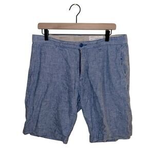 BBRUNO New York Mens Blue Linen Blend Bermuda Shorts Size 32